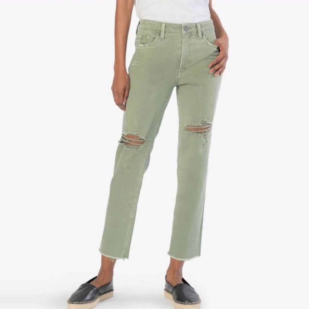 ⚡️FLASH SALE!✨ ✨NEW!✨ Kut from The Kloth Fab AB Mom Tucsan Olive Washed Green 2 - Picture 2 of 4